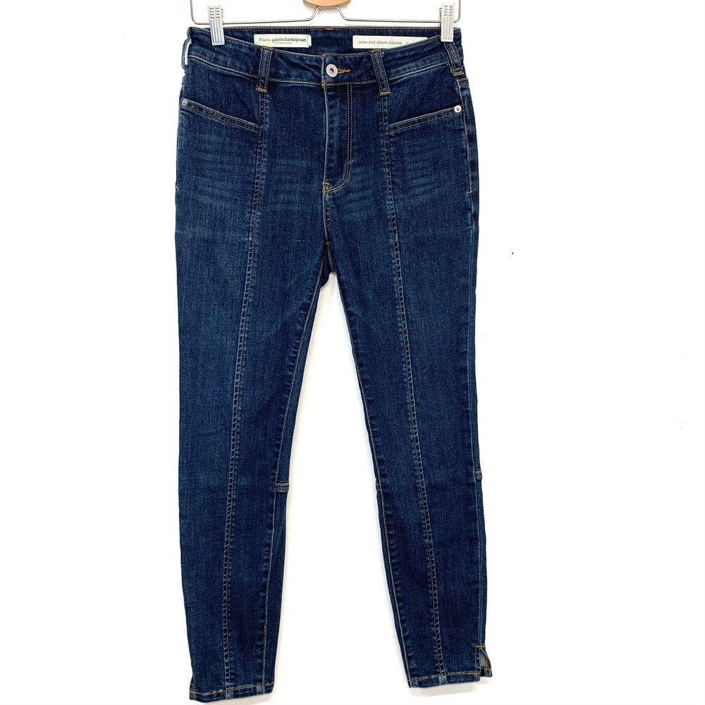 Pilcro Anthropologie High-Rise Denim Legging Size 28 Blue Ankle Slits